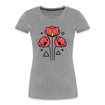 Poppy-Poppies-Minimalist-Line-Art-2 - Women's Premium Organic T-Shirt - heather grey - Front - Mia (176cm)