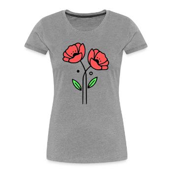Poppy-Poppies-Minimalist-Line-Art-5 - Women's Premium Organic T-Shirt - heather grey - Front - Mia (176cm)