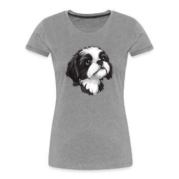 Shih Tzu - Frauen Premium Bio T-Shirt - Grau meliert - Vorne - Mia (176cm)