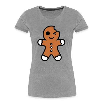 Funny bitten gingerbread man christmas - Women's Premium Organic T-Shirt - heather grey - Front - Mia (176cm)