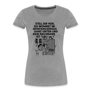 Mehrfamilienhaus Lustig Licht - Frauen Premium Bio T-Shirt - Grau meliert - Vorne - Mia (176cm)