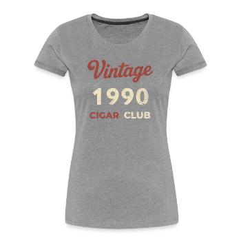 Vintage 1990 Cigar Club Retro Geburtsjahr Geschenk - Frauen Premium Bio T-Shirt - Grau meliert - Vorne - Mia (176cm)