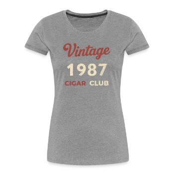 Vintage 1987 Cigar Club Retro Birth Year Gift - Women's Premium Organic T-Shirt - heather grey - Front - Mia (176cm)