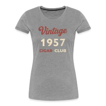 Vintage 1957 Cigar Club Retro Geburtsjahr Geschenk - Frauen Premium Bio T-Shirt - Grau meliert - Vorne - Mia (176cm)