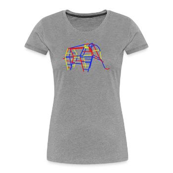 Éléphant grimpeur en RDA - T-shirt bio Premium Femme - gris chiné - Devant - Mia (176cm)