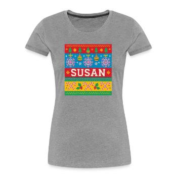 Personalisierte Susan-Weihnachtskunst - Frauen Premium Bio T-Shirt - Grau meliert - Vorne - Mia (176cm)