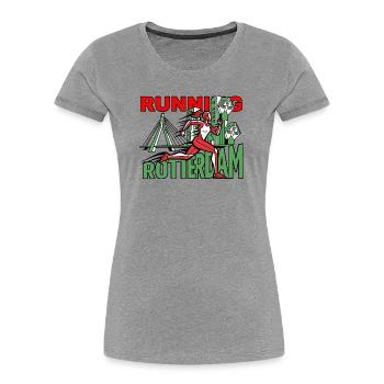 Läufer Rotterdam CityRun - Frauen Premium Bio T-Shirt - Grau meliert - Vorne - Mia (176cm)