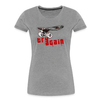 Skateboard - T-shirt bio Premium Femme - gris chiné - Devant - Mia (176cm)