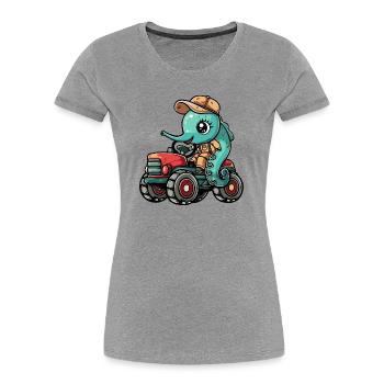 Seepferd Traktor Farmer - Frauen Premium Bio T-Shirt - Grau meliert - Vorne - Mia (176cm)