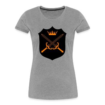 Emblème de la couronne des Épées Croix - T-shirt bio Premium Femme - gris chiné - Devant - Mia (176cm)