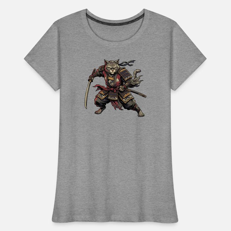 Cat Samurai Warrior Women's Premium Organic T-Shirt