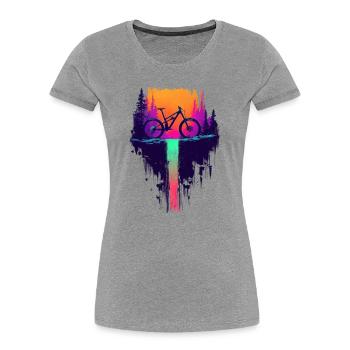 Mountainbike Downhill Wasserfall - MTB Geschenk - Frauen Premium Bio T-Shirt - Grau meliert - Vorne - Mia (176cm)