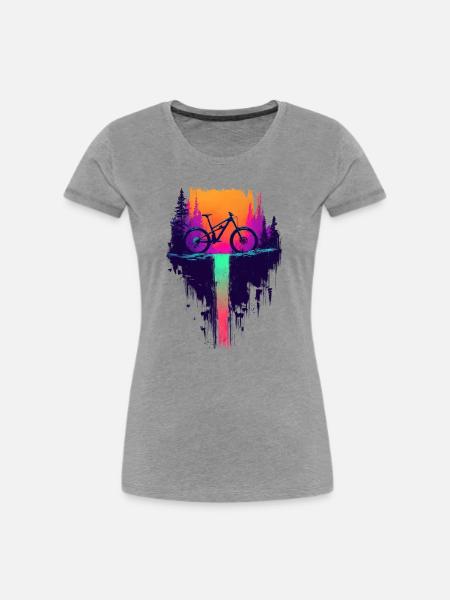 Mountainbike Downhill Wasserfall - MTB Geschenk - Frauen Premium Bio T-Shirt - Grau meliert