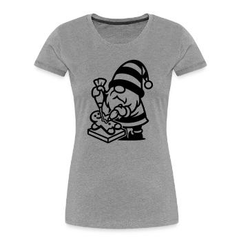 Gingerbread Baking Gnome - Women's Premium Organic T-Shirt - heather grey - Front - Mia (176cm)