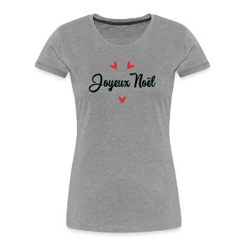 WEIHNACHTEN. FROHE WEIHNACHTEN. FROHE WEIHNACHTEN. WEIHNACHTSMANN - Frauen Premium Bio T-Shirt - Grau meliert - Vorne - Mia (176cm)
