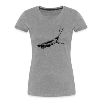 Sauterelle / Sauterelle / Noir graphique - T-shirt bio Premium Femme - gris chiné - Devant - Mia (176cm)