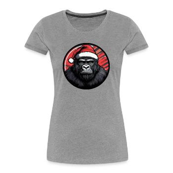 Gorilla Santa Festliche Nacht - Frauen Premium Bio T-Shirt - Grau meliert - Vorne - Mia (176cm)