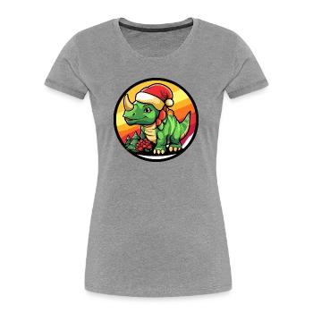 Dino Santa in Christmas splendour - Women's Premium Organic T-Shirt - heather grey - Front - Mia (176cm)