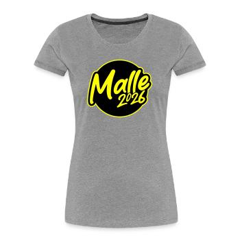Malle 2026 Majorque - T-shirt bio Premium Femme - gris chiné - Devant - Mia (176cm)