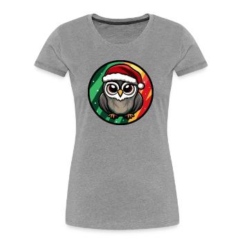 Ronde de dessins animés de la chouette de Noël - T-shirt bio Premium Femme - gris chiné - Devant - Mia (176cm)