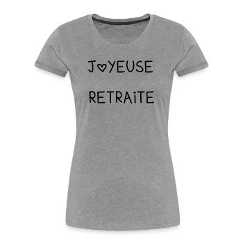 FRÖHLICHES RETREAT. RUHESTAND. PENSIONIERT. RUHESTAND. - Frauen Premium Bio T-Shirt - Grau meliert - Vorne - Mia (176cm)