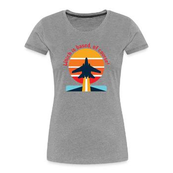 Retro airplane in sunset (Based?!) - Women's Premium Organic T-Shirt - heather grey - Front - Mia (176cm)