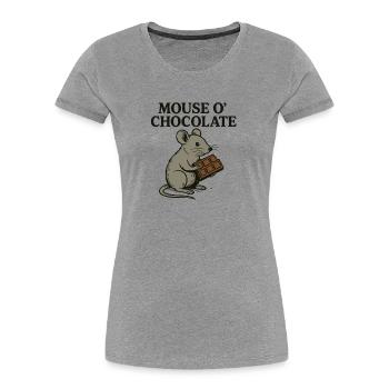 Mouse o’Chocolate Wortspiel Maus Schokolade - Frauen Premium Bio T-Shirt - Grau meliert - Vorne - Mia (176cm)