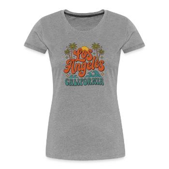 Los Angeles California - Surf Vintage 70s - Women's Premium Organic T-Shirt - heather grey - Front - Mia (176cm)