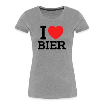 I love Bier (Farben änderbar) - Frauen Premium Bio T-Shirt - Grau meliert - Vorne - Mia (176cm)