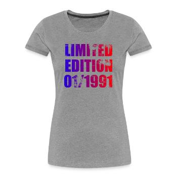35th Birthday Limited Edition 01/1991 - Women's Premium Organic T-Shirt - heather grey - Front - Mia (176cm)