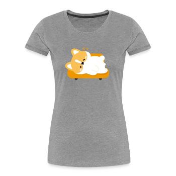 Tired Corgi on Sunny Couch - Women's Premium Organic T-Shirt - heather grey - Front - Mia (176cm)