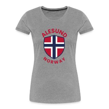Ålesund Norwegisches Flaggenschild - Frauen Premium Bio T-Shirt - Grau meliert - Vorne - Mia (176cm)