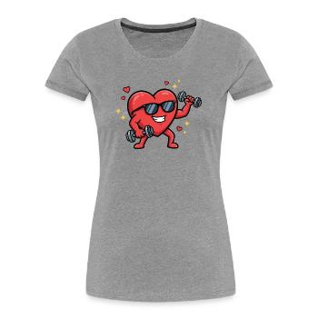 Fun workout in the gym: heart lift to V - Women's Premium Organic T-Shirt - heather grey - Front - Mia (176cm)