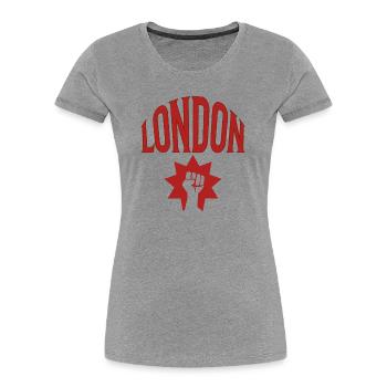 London - Frauen Premium Bio T-Shirt - Grau meliert - Vorne - Mia (176cm)