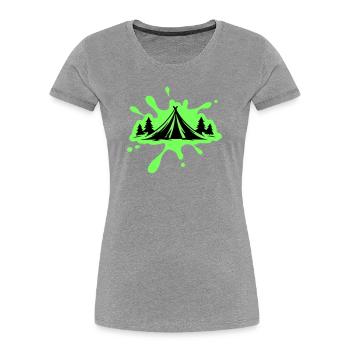 Masses de nature de tente de camping - T-shirt bio Premium Femme - gris chiné - Devant - Mia (176cm)