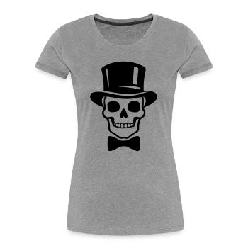 Icône du Crâne du Marié Jga - T-shirt bio Premium Femme - gris chiné - Devant - Mia (176cm)