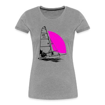 RS 500 Segeljolle Regatta segeln Segelsport farbig - Frauen Premium Bio T-Shirt - Grau meliert - Vorne - Mia (176cm)