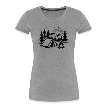Zelt Natur Outdoor Camp - Frauen Premium Bio T-Shirt - Grau meliert - Vorne - Mia (176cm)
