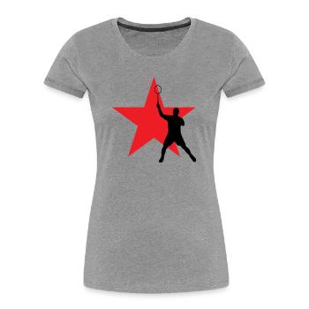 Badminton - Sport - Racket - Women's Premium Organic T-Shirt - heather grey - Front - Mia (176cm)