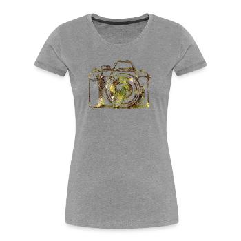 Camouflage Camera Portrait - Women's Premium Organic T-Shirt - heather grey - Front - Mia (176cm)