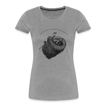 Faultier_Sloth - Frauen Premium Bio T-Shirt - Grau meliert - Vorne - Mia (176cm)