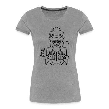 Hund Dackel beim Frisör Minimalistisch Line Art - Frauen Premium Bio T-Shirt - Grau meliert - Vorne - Mia (176cm)