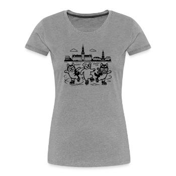 Schlittschuh Mimalistisch Line Art - Women's Premium Organic T-Shirt - heather grey - Front - Mia (176cm)