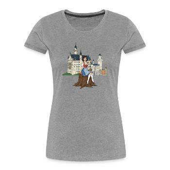 Bayerisches Pin-up für Neuschwanstein - Frauen Premium Bio T-Shirt - Grau meliert - Vorne - Mia (176cm)