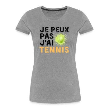 Graphic Original I Can't I Tennis - Women's Premium Organic T-Shirt - heather grey - Front - Mia (176cm)
