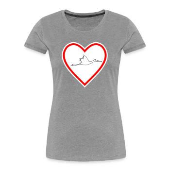 Herz Klapperstorch - Frauen Premium Bio T-Shirt - Grau meliert - Vorne - Mia (176cm)