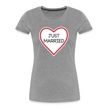 Heart Banner Just Married - Women's Premium Organic T-Shirt - heather grey - Front - Mia (176cm)
