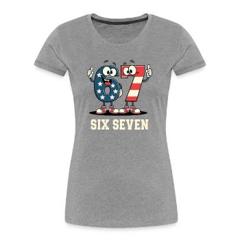 US Flag 67 Memes Six Seven - Women's Premium Organic T-Shirt - heather grey - Front - Mia (176cm)