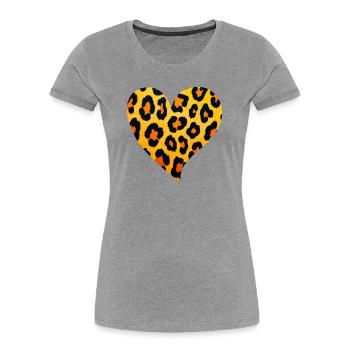 Leopard Herz Muster - Frauen Premium Bio T-Shirt - Grau meliert - Vorne - Mia (176cm)