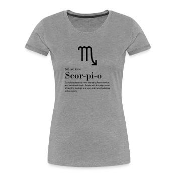 Scorpion - Signe du zodiaque - T-shirt bio Premium Femme - gris chiné - Devant - Mia (176cm)